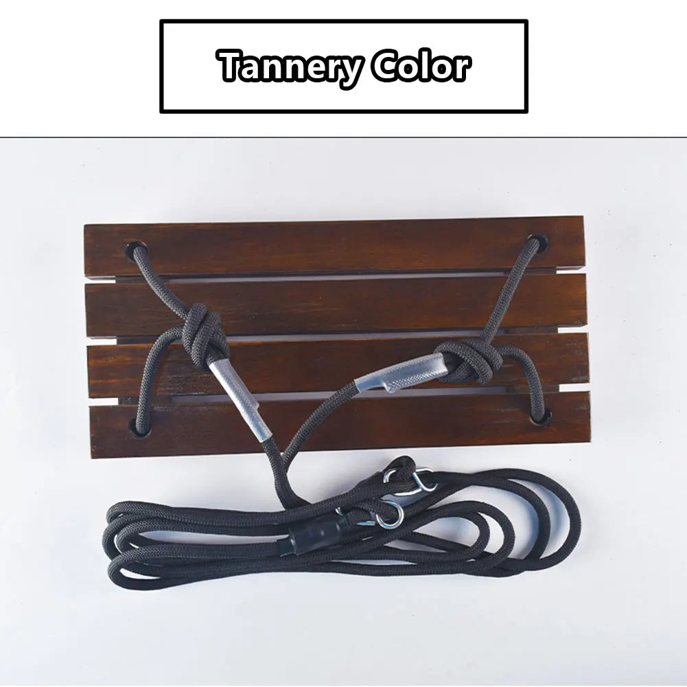Solid Wood Outdoor Rope Swing Seat With Adjustable Ropes