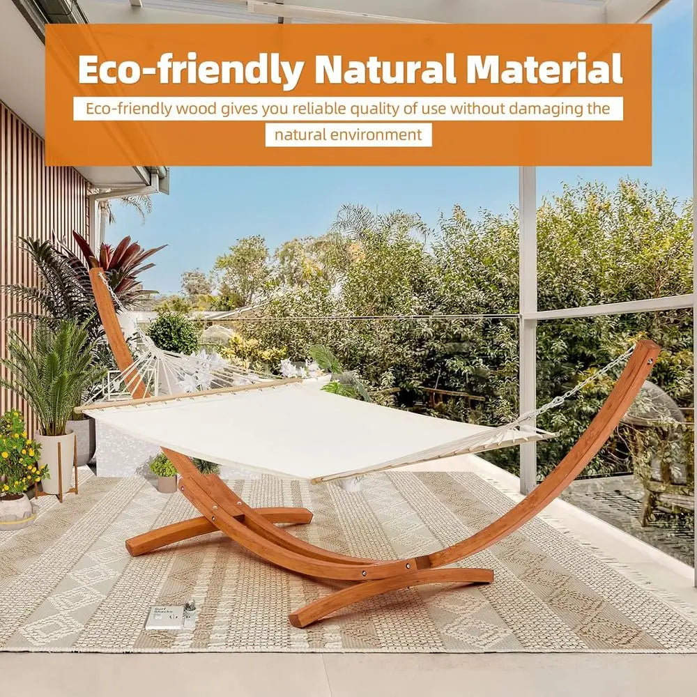 Wooden Hammock With Stand Outdoor Double Hammock For Two