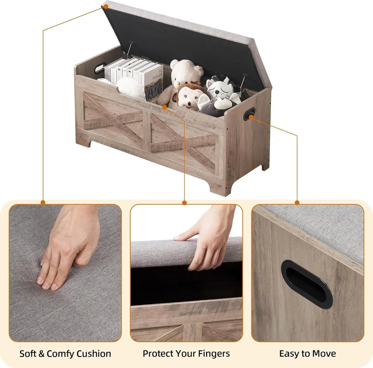 Twister.Ck Retro Wooden Storage Bench With Lift Top