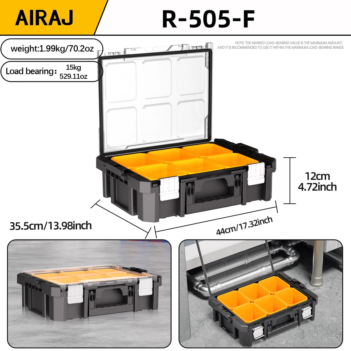 AIRAJ MultiFunctional Tier Stackable Rolling Tool Storage Box For Garage