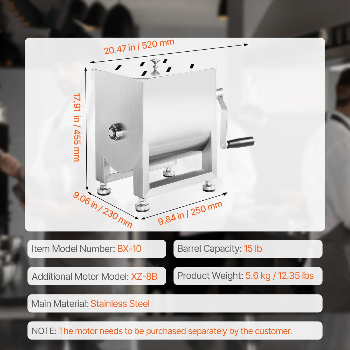 SucceBuy Commercial Manual Meat Mixer Featuring Robust Gearbox Design