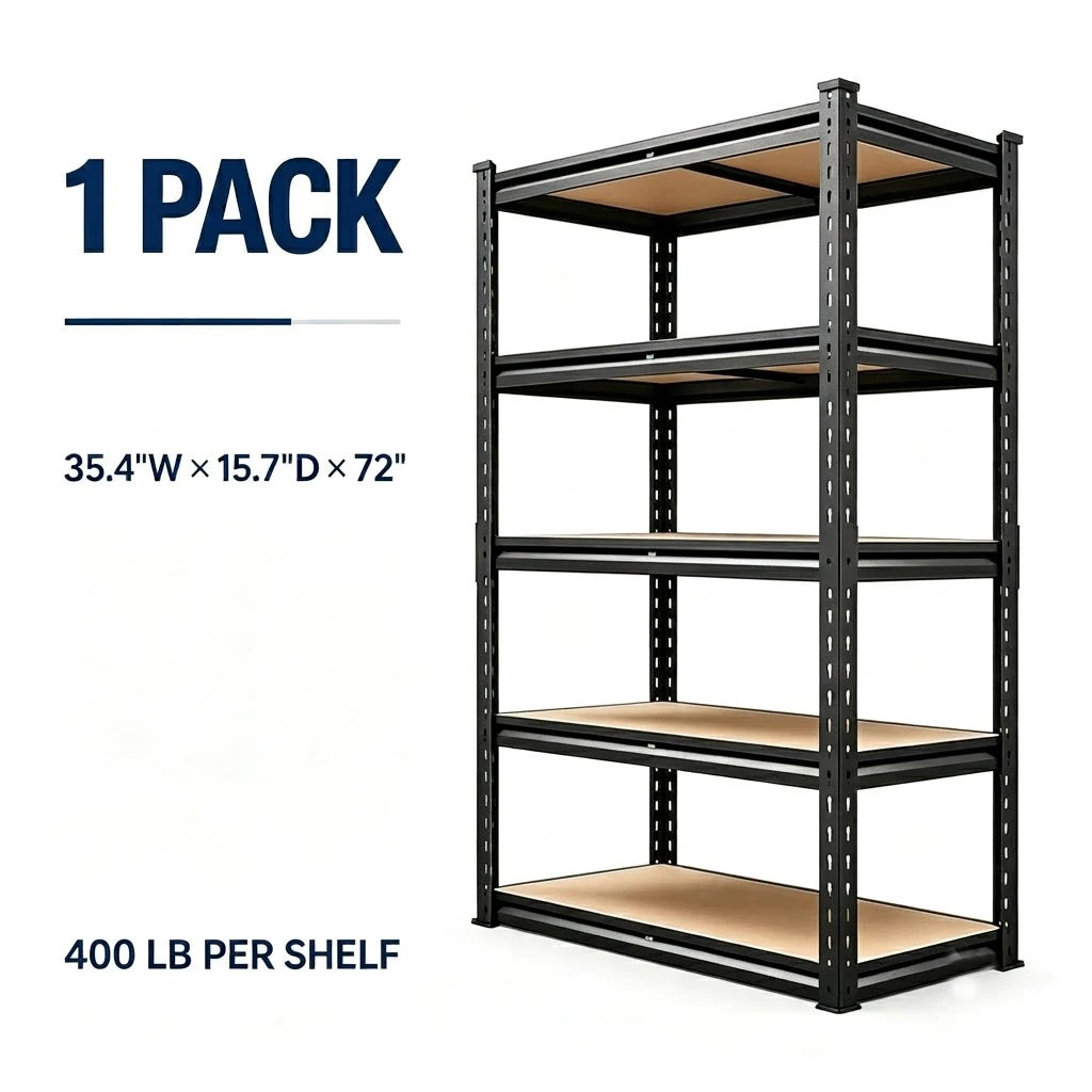 Heavy Duty Adjustable Metal Storage Rack With Five Shelves
