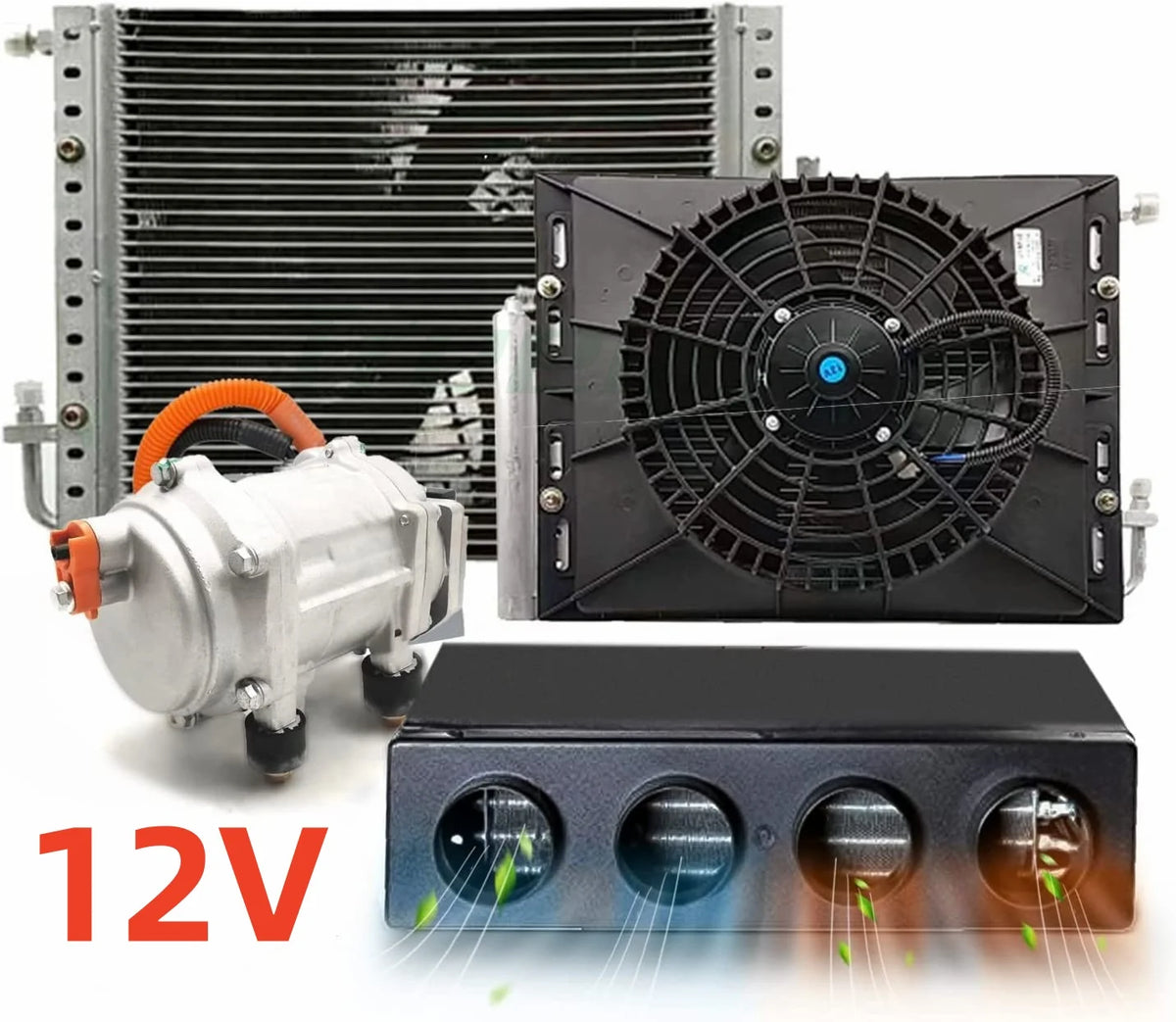 Treeligo 2026 Parking Air Conditioning Electric Car Air Conditioner 12V Fan For Automotive Truck Camper Van Bus Boat Excavator