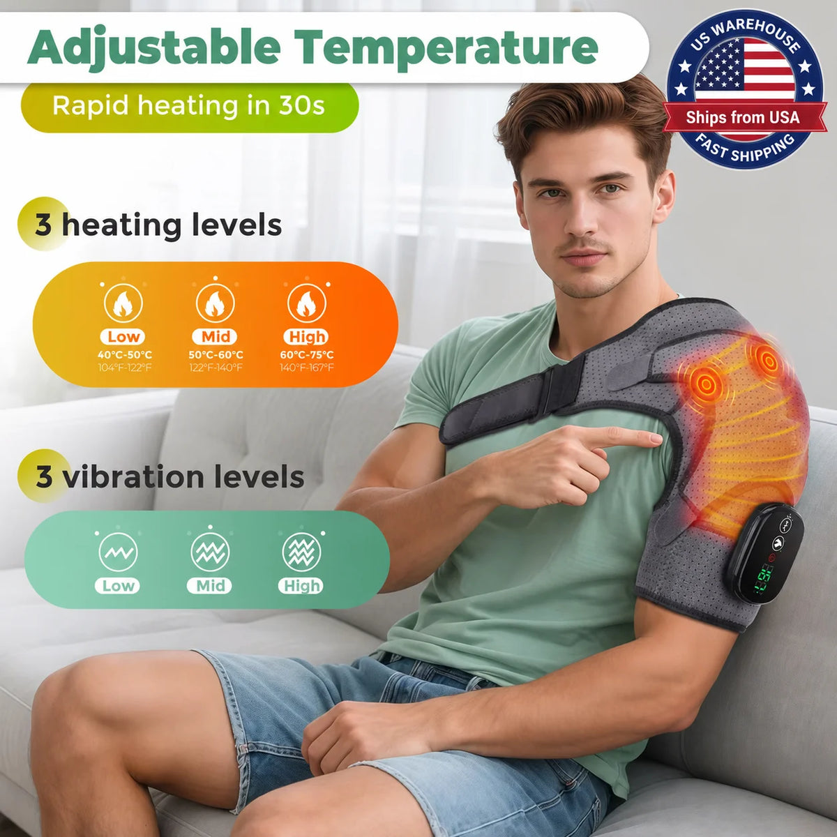 Hailicare Cordless Heated Shoulder Wrap Massager For Pain Relief