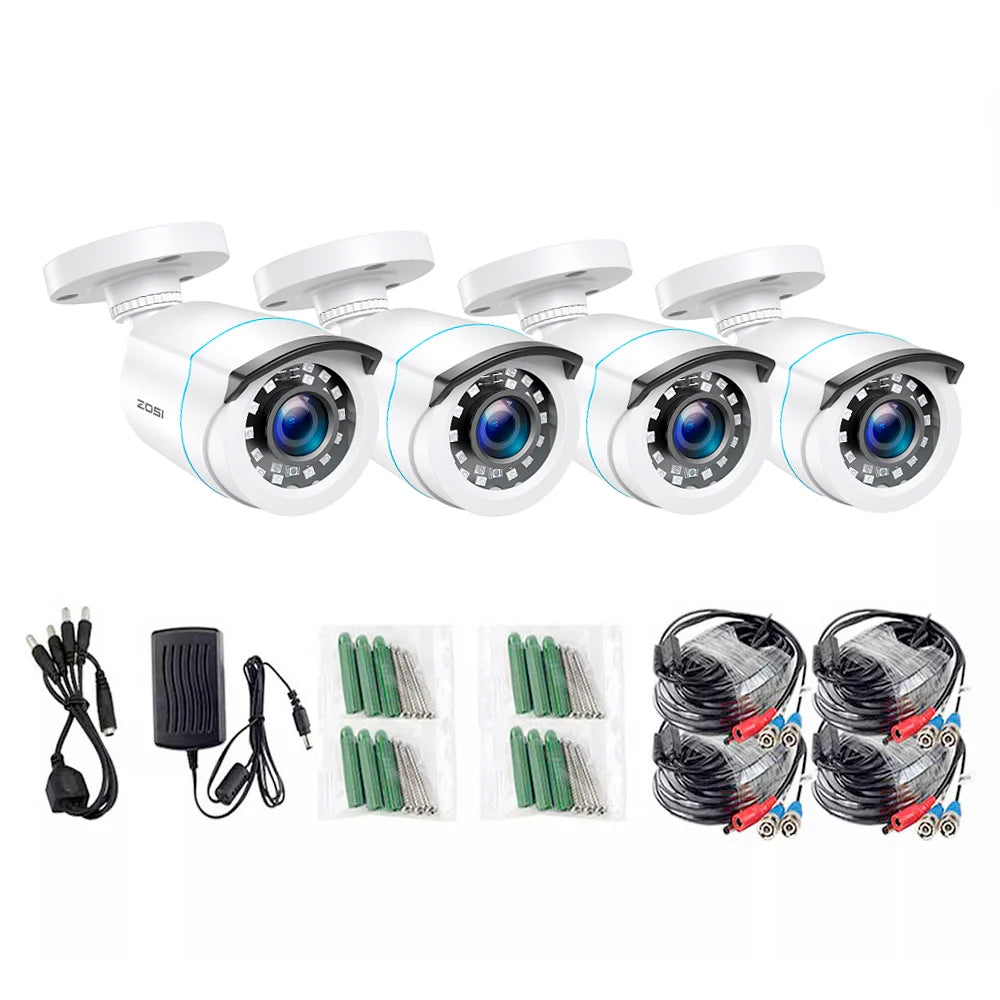 ZOSI 1080P Outdoor Indoor Weatherproof Bullet Surveillance Cameras 4 Pack