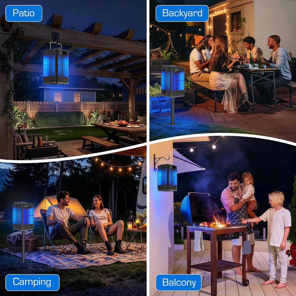Solar Outdoor Mosquito Zapper Cordless Waterproof With Illuminated Light