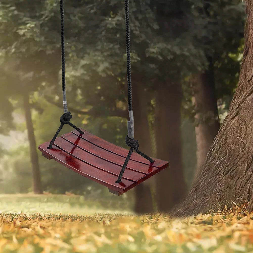 Solid Wood Outdoor Swing Seat With Adjustable Rope