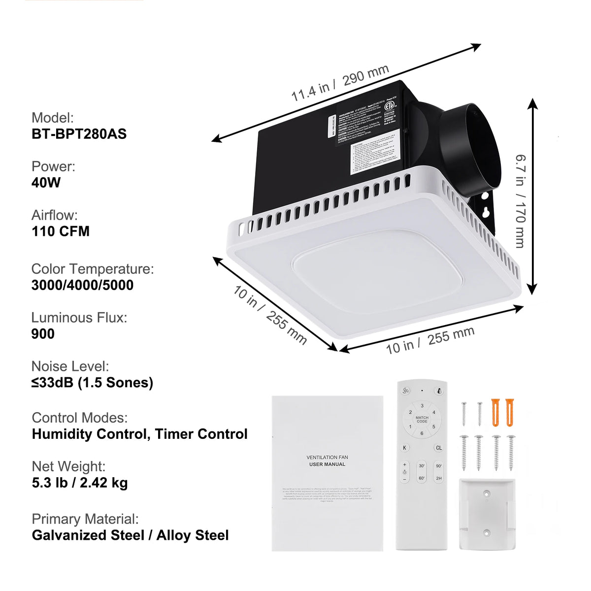 SucceBuy Bathroom Exhaust Fan 80 110 CFM High Efficiency Ventilation