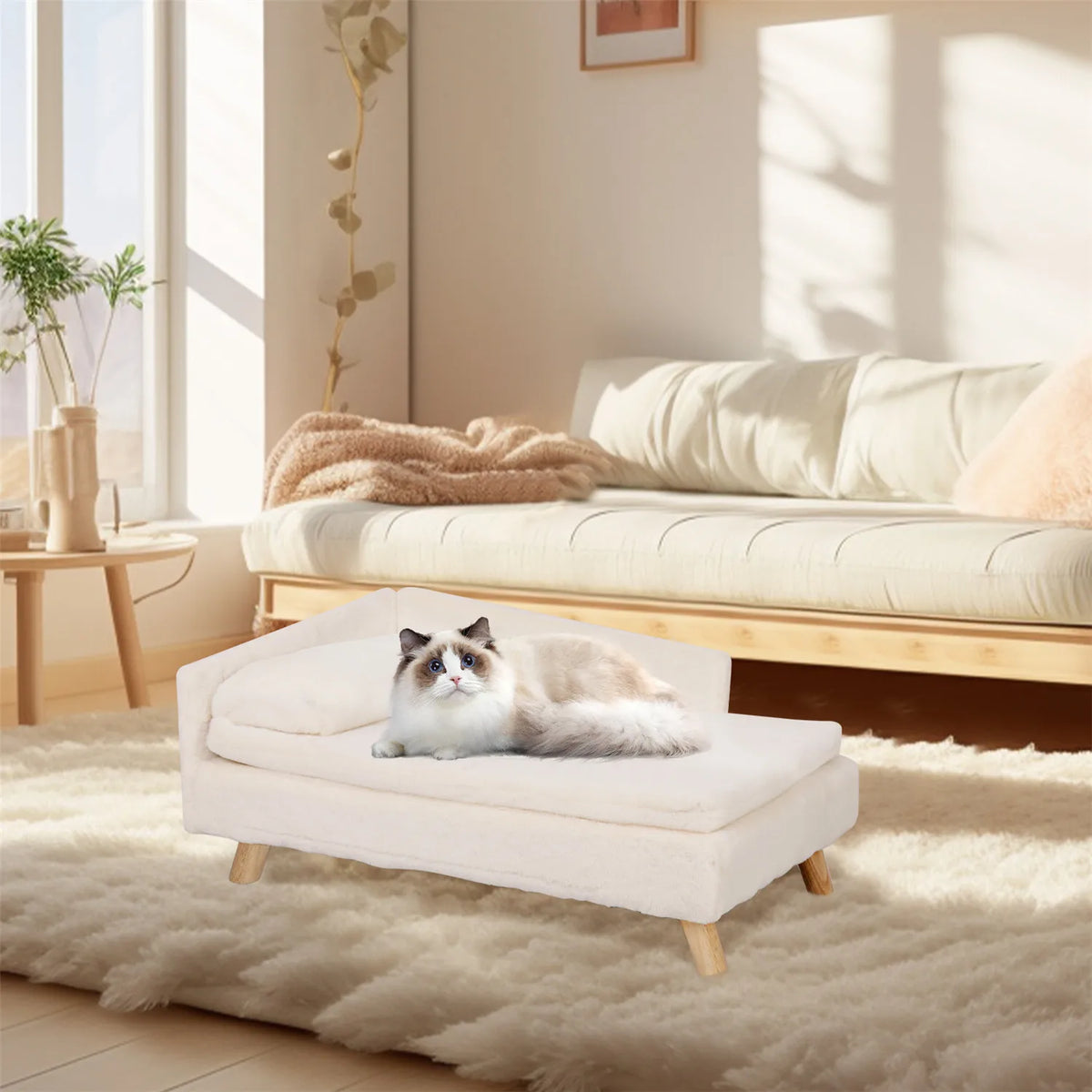 BINGOPAW Elevated Waterproof Plush Pet Sofa Lounger