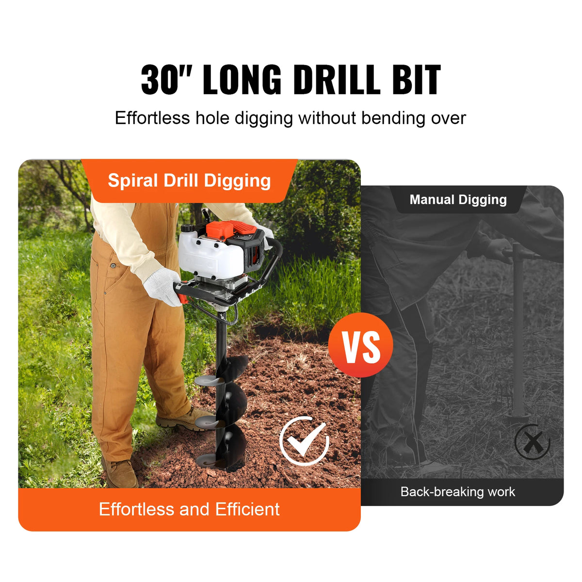 SucceBuy 43cc Gas Powered Post Hole Digger Earth Auger