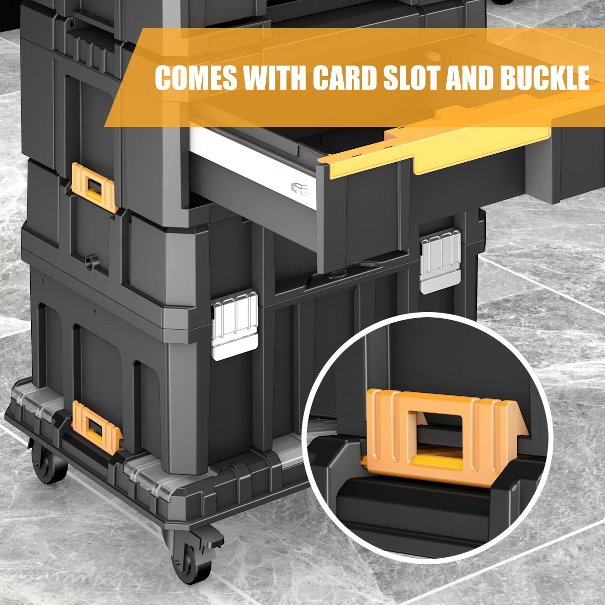 AIRAJ MultiFunctional Tier Stackable Rolling Tool Storage Box For Garage