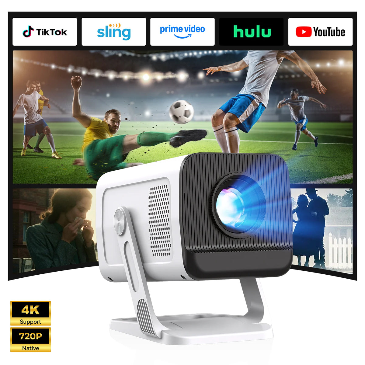 Android 14 Projector With 720P Native Display And 4K Support