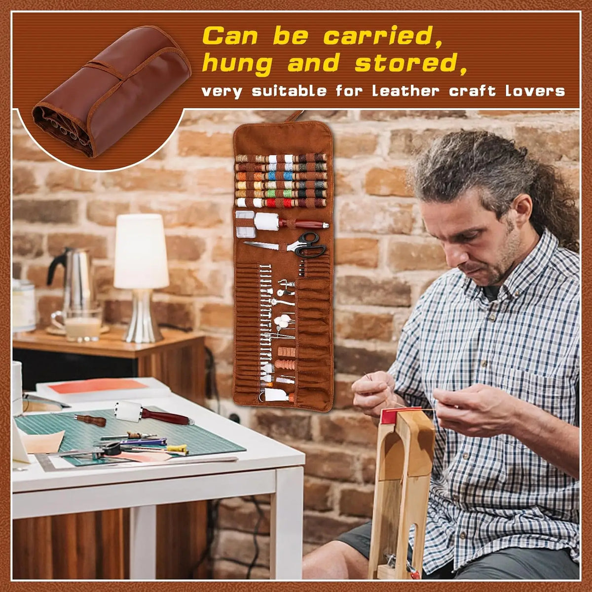 Leatherworking Tool Kit With Custom Storage Bag For DIY Crafts