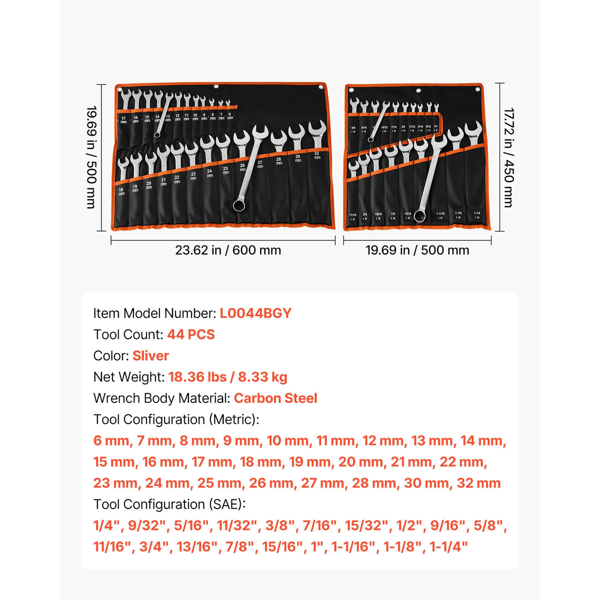 Carbon Steel Ratcheting Combination Wrench Set With Storage Rack