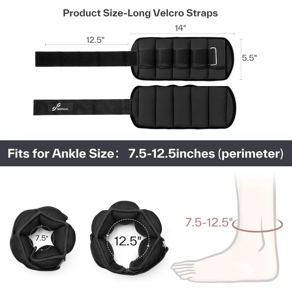 Adjustable Ankle Weights With Removable Sandbags For Walking Fitness