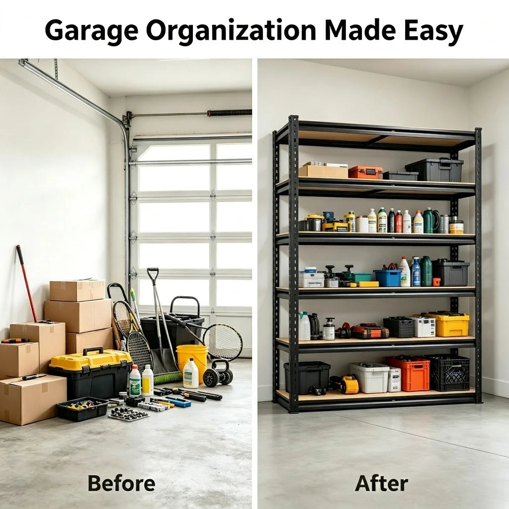 Heavy Duty Adjustable Metal Storage Rack With Five Shelves
