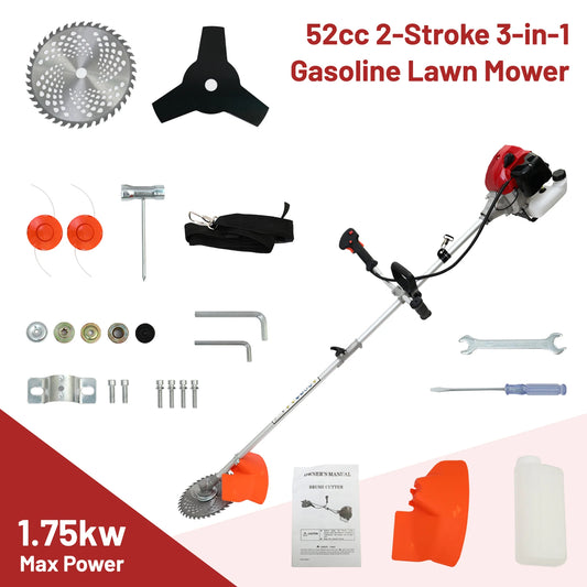 52cc 2-Stroke Gas Powered Lawn Mower 4-in-1 Weed Eater