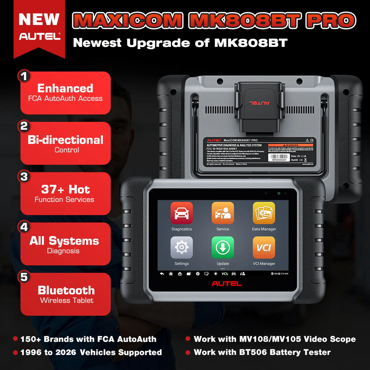 Autel MaxiCOM MK808BT PRO Car Diagnostic Tool Bluetooth OBD2 Scanner