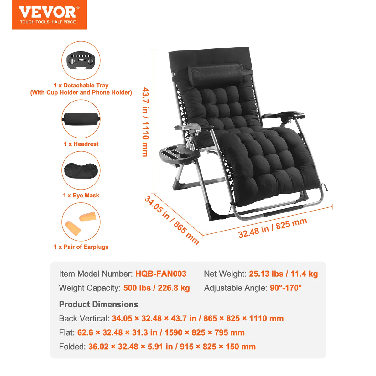 Zero Gravity Recliner Chair With Cushion Footrest And Cupholder