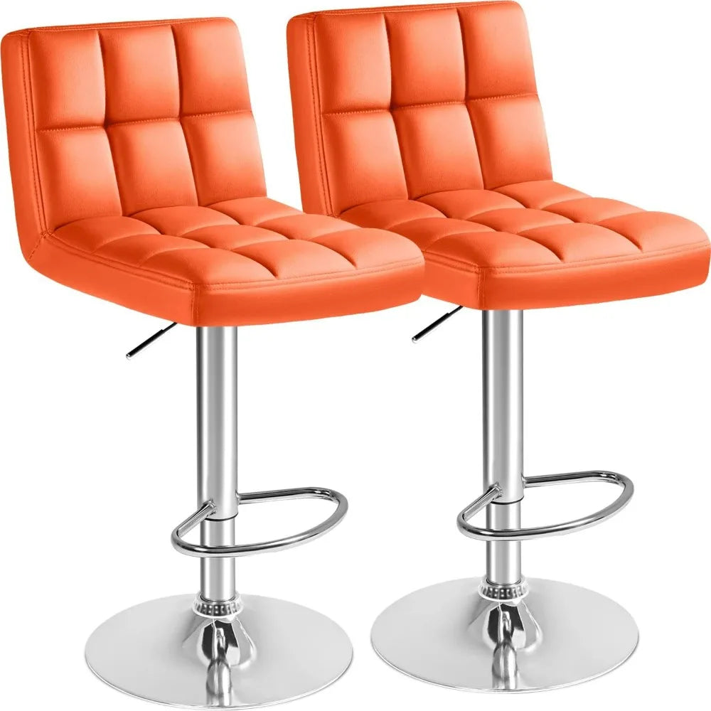 Furmax Swivel Adjustable PU Leather Hydraulic Bar Stools Set of Two