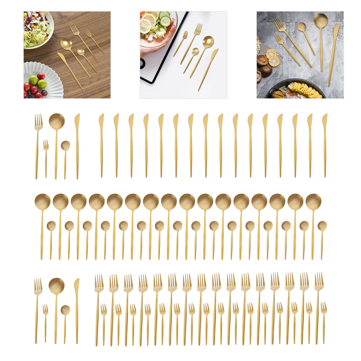 90Pcs Stainless Steel Flatware Set with Forks Knives Spoons