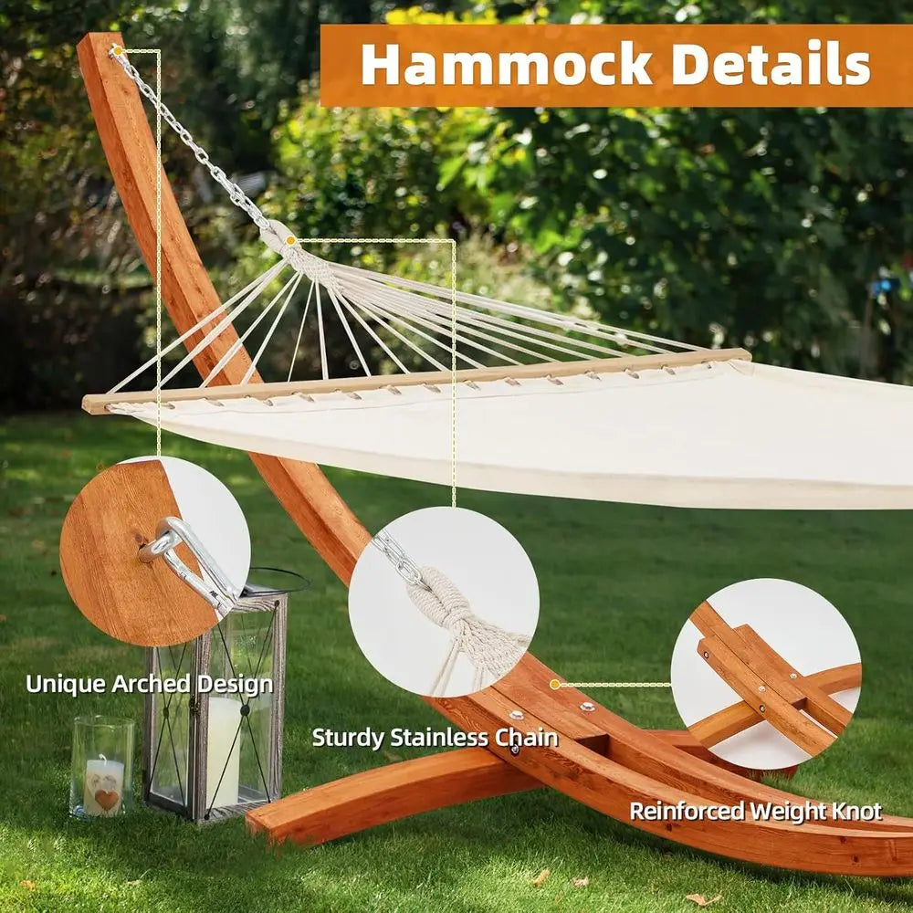 Wooden Hammock With Stand Outdoor Double Hammock For Two