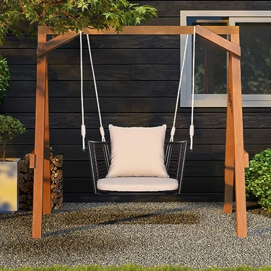 Outdoor Hanging Porch Swing Cushions Included Weather Resistant Polyethylene