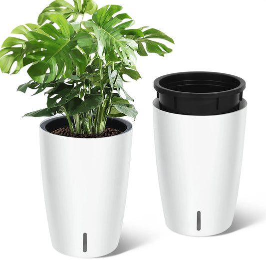 HiMISS Self Watering Planters Set Of 2 With Drainage