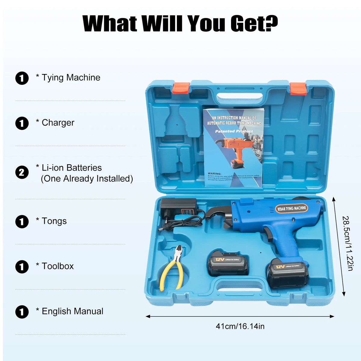 Automatic Rebar Tier Binding Machine 12V Handheld Electric Tying Tool