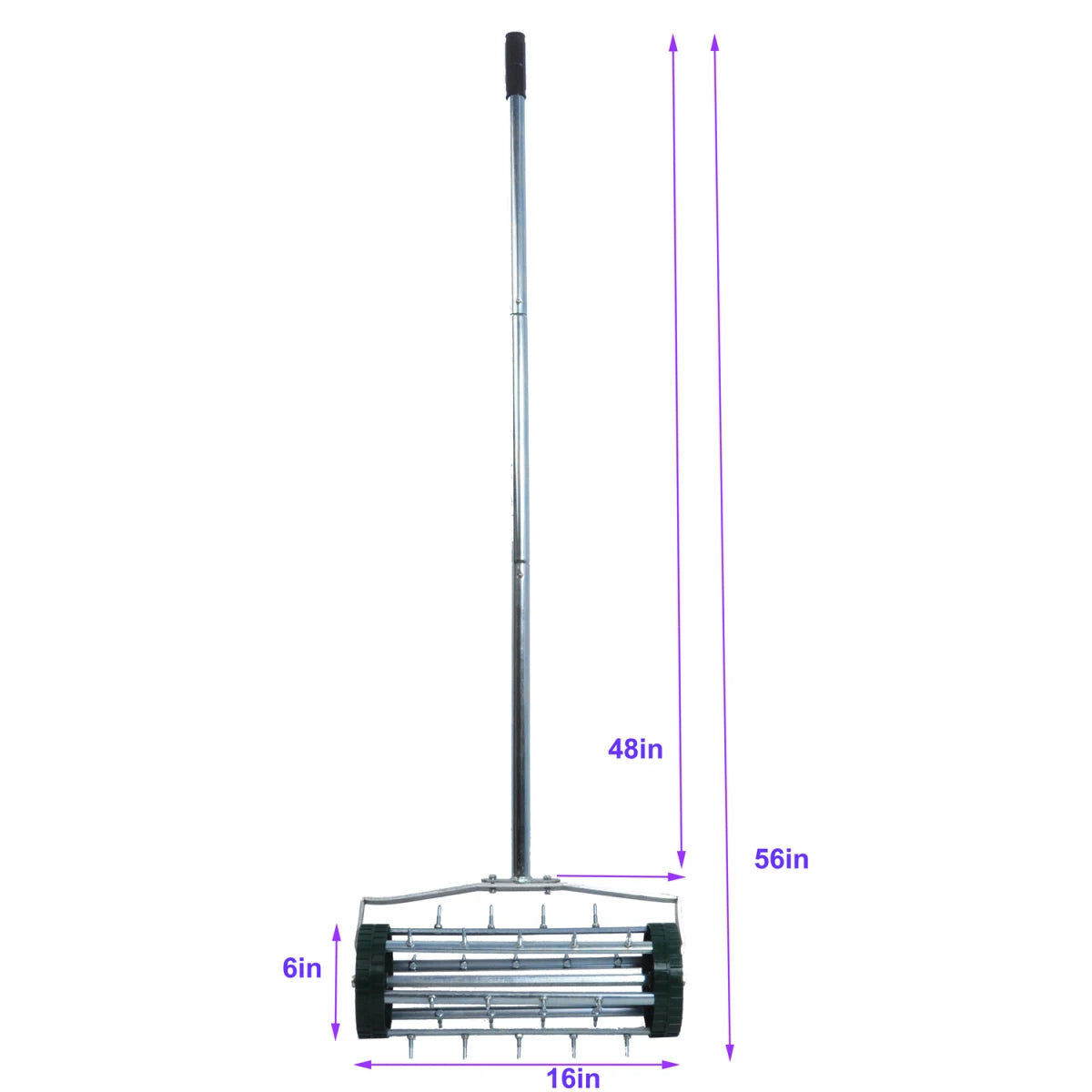 Heavy Duty Rolling Lawn Aerator,Rolling Lawn Aerator,  Rotary Push Tine Spike Soil Lawn Aerator Gardening Tool with 3-Piece Long Steel Handle for Garden Yard Grass Maintenance