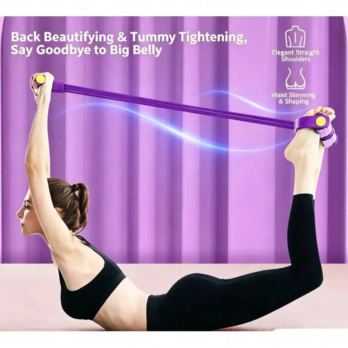 4 Tubes Pedal Resistance Bands, Heavy Duty Leg Hip Booty Trainer, Portable Home Gym Pilates Fitness Equipment For Women Full Body Workout