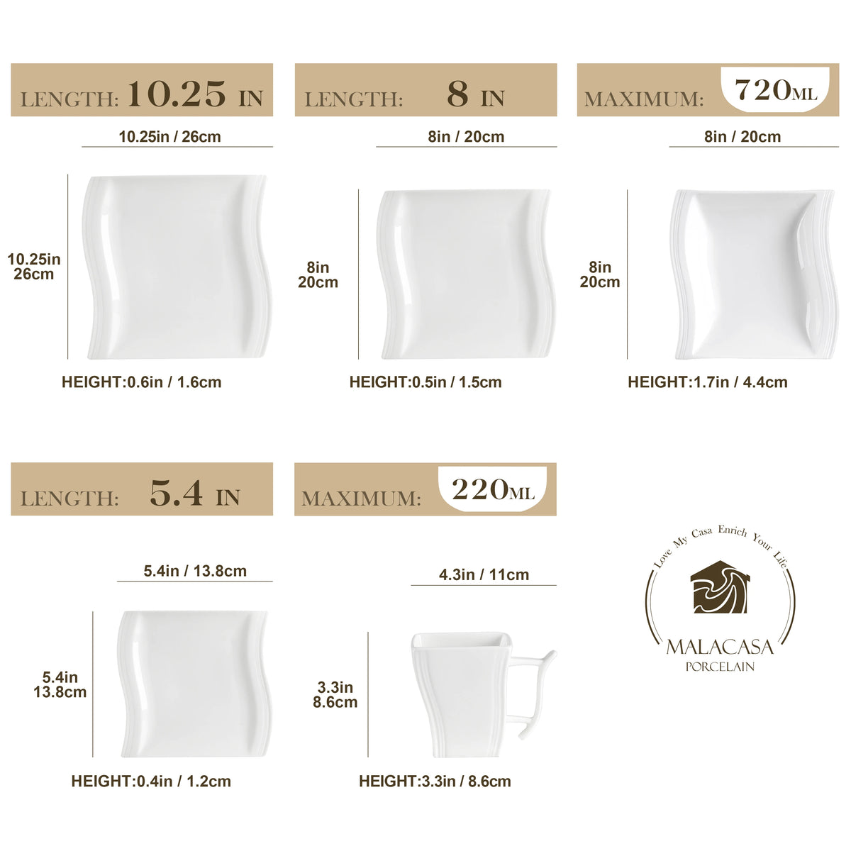 Malacasa Premium Porcelain Dinner Set For Home And Restaurant Dining