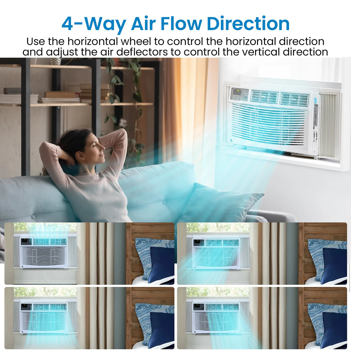 8000 BTU Smart Window Air Conditioner with Wifi, Remote &Control - 3-in-1 with Dehumidifier, 3 Fan Speeds, 24H Timer – for Bedroom, Office, or Home, Ultra Quiet & Efficient, Up to 350 Sq. Ft