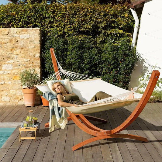 Wooden Hammock With Stand Outdoor Double Hammock For Two