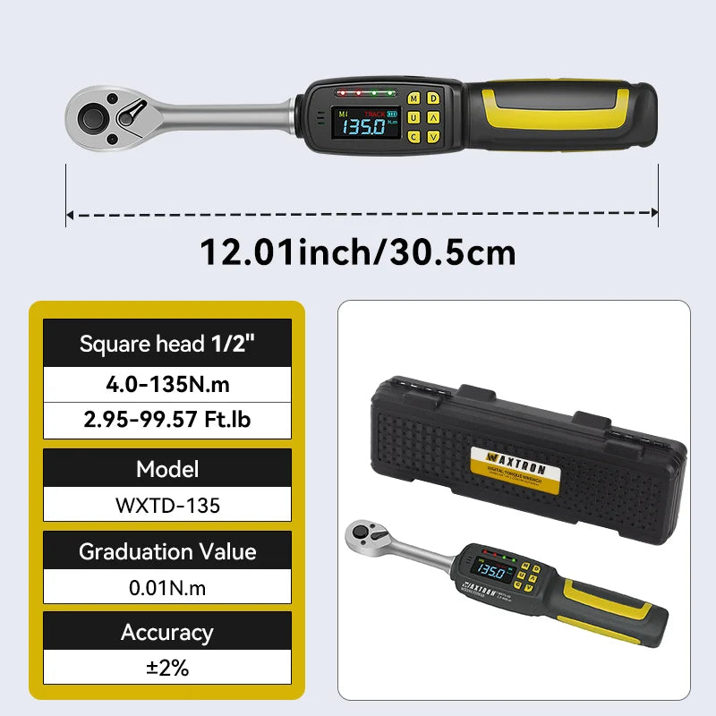 Waxtron Digital Torque Wrench 2 Percent Accuracy For Automotive