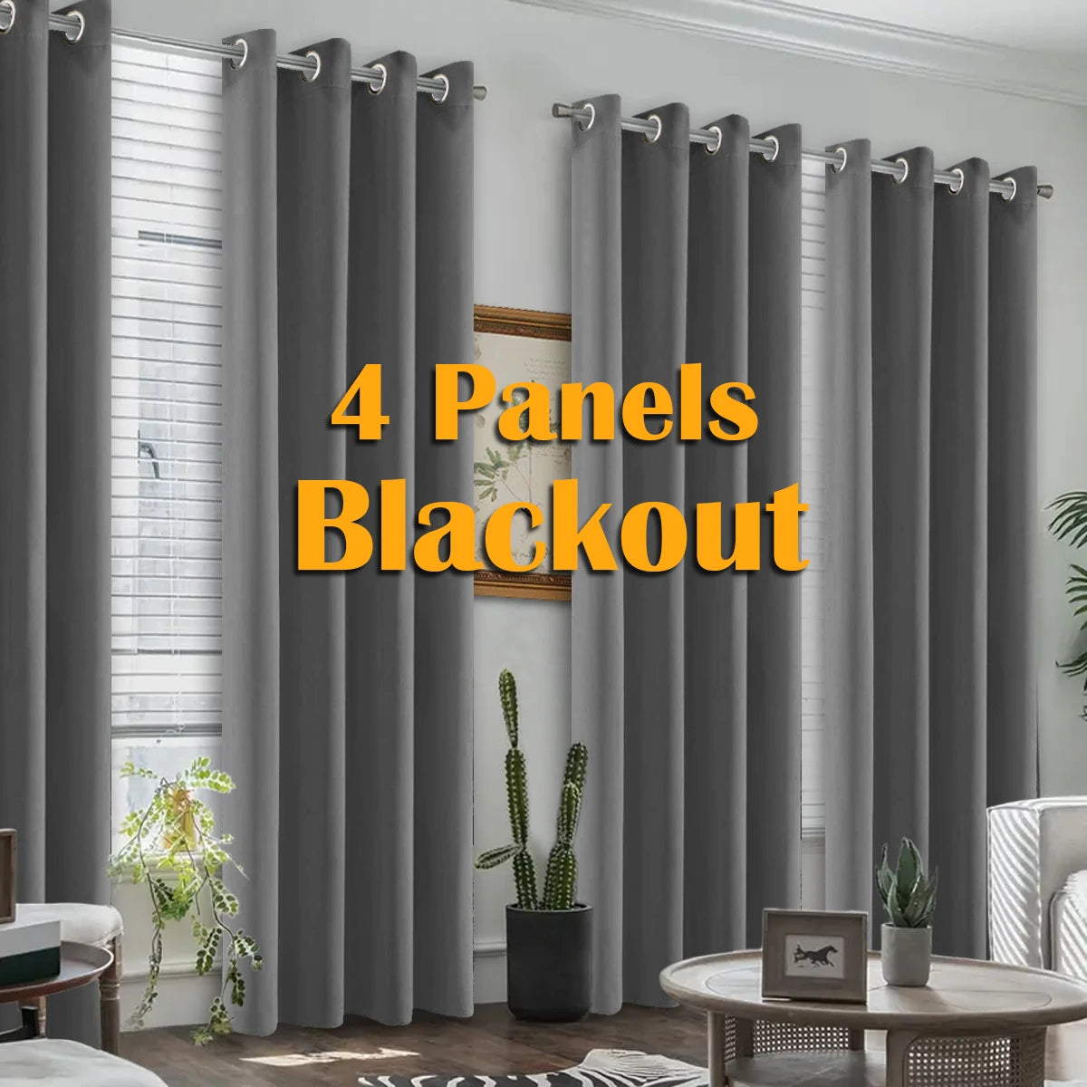4 Pack Blackout Grommet Curtains For Bedroom And Living Room