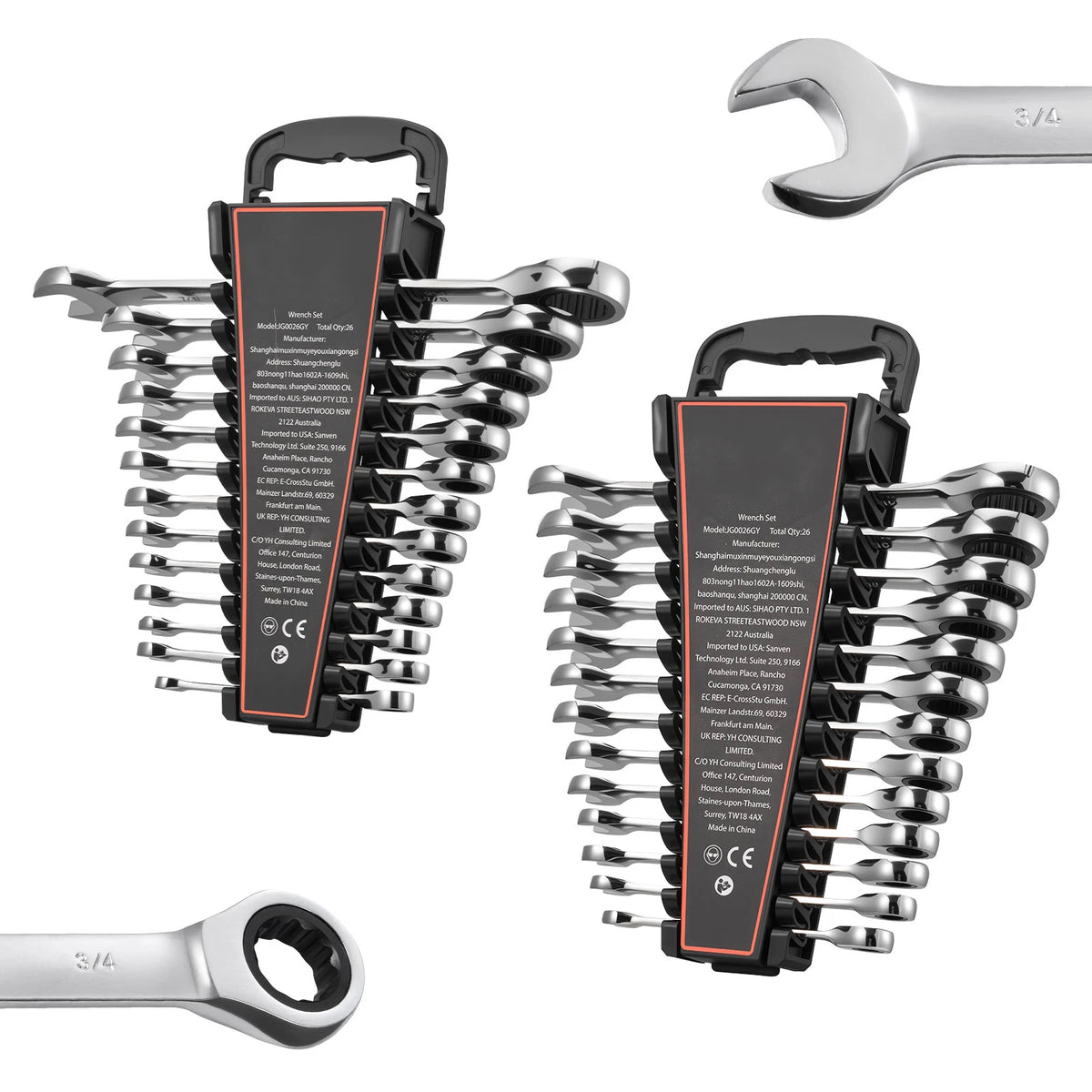 Carbon Steel Ratcheting Combination Wrench Set With Storage Rack