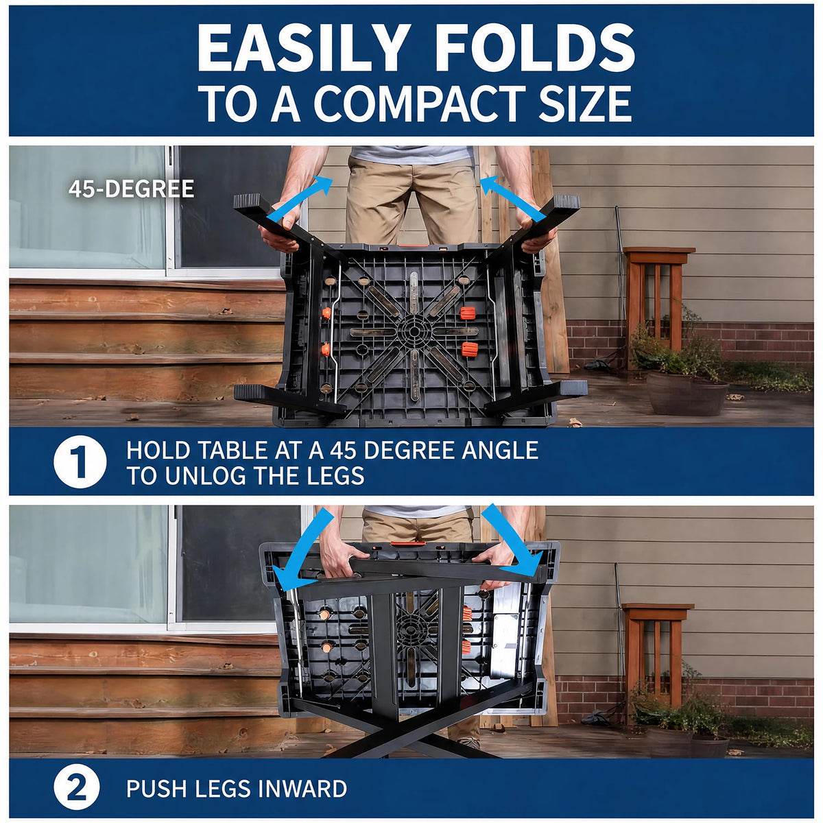 2-in-1 Folding Work Table & Sawhorse, Portable Workbench 300 Lbs, Heavy Duty 1000 Lb Sawhorse For Garage Jobsite