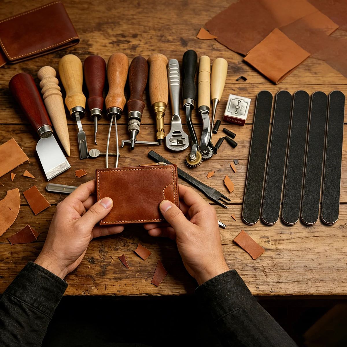Bymaocar Leather Tools 19 Pieces Craft Kit For Sewing