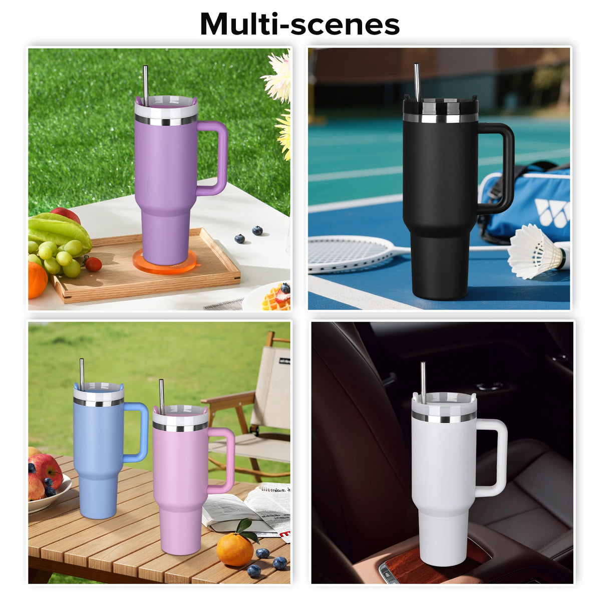 Fastsub Vacuum Tumbler With Handle And Straw Stainless Steel