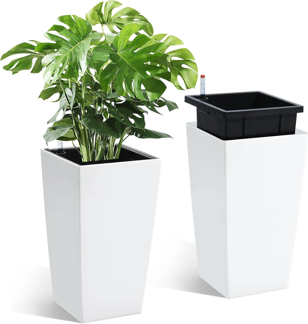 Twister Rectangular Planters Set With Drainage For Indoor And Outdoor