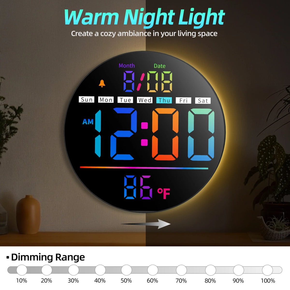 LED Digital Wall Clock Featuring Timer Temperature And Night Light