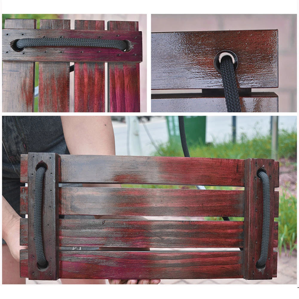 Solid Wood Outdoor Swing Seat With Adjustable Rope