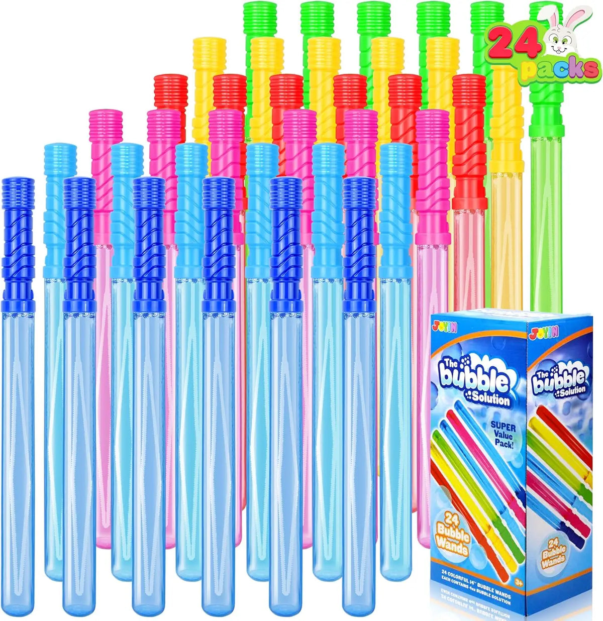 JOYFY 24 Pack 14.6'' Big Bubble Wands Bulk for KidsSummer Toy OutdoorActivity Bubbles Party Favors Supplies
