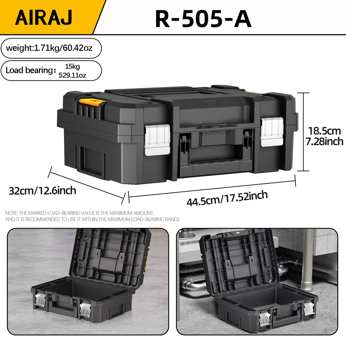 AIRAJ MultiFunctional Tier Stackable Rolling Tool Storage Box For Garage