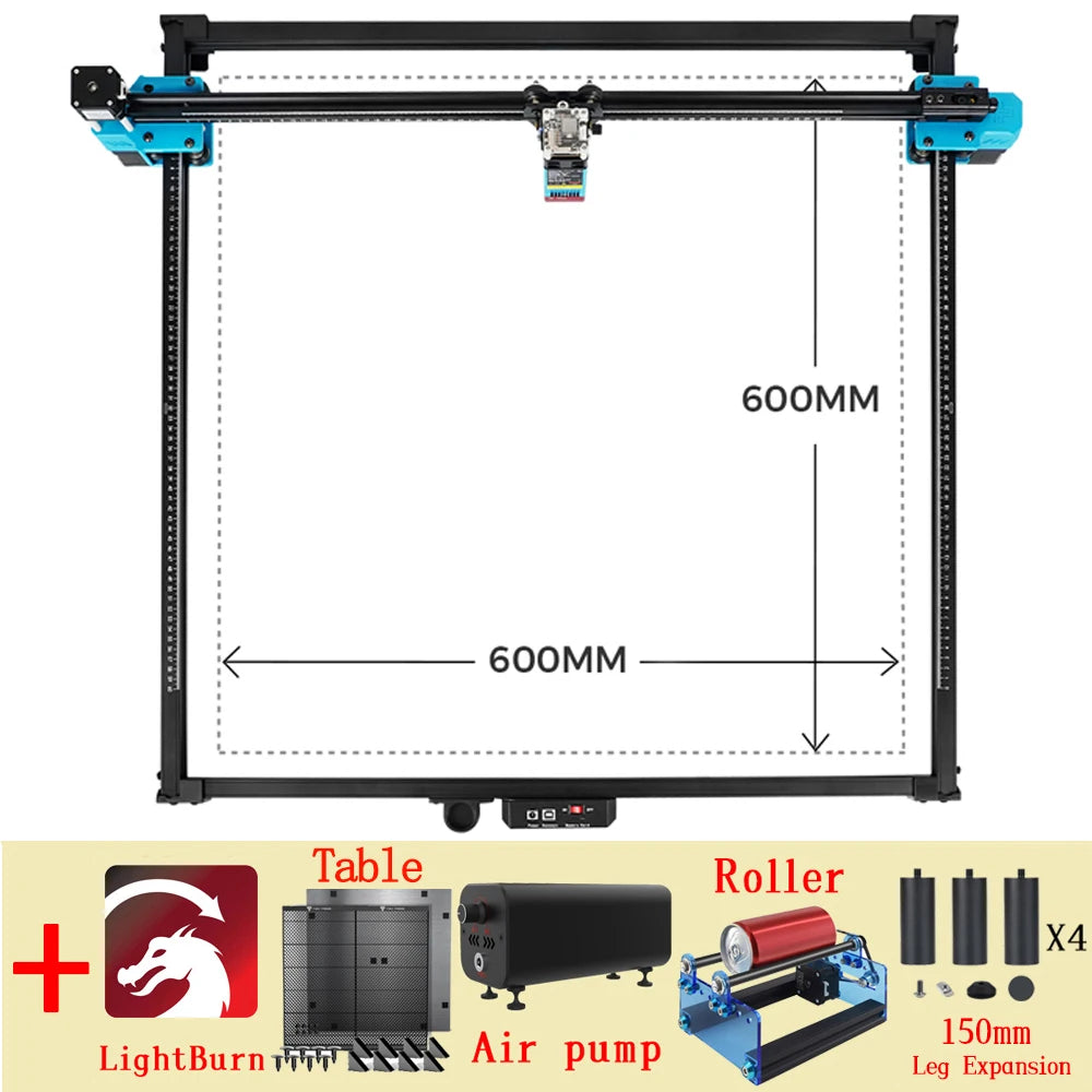 TwoTrees 600x600mm Laser Engraver 40W/80W TTS-55 PRO/TTS-10 PRO Metal Laser Engraving Machine Wood Leather Cutting Machine
