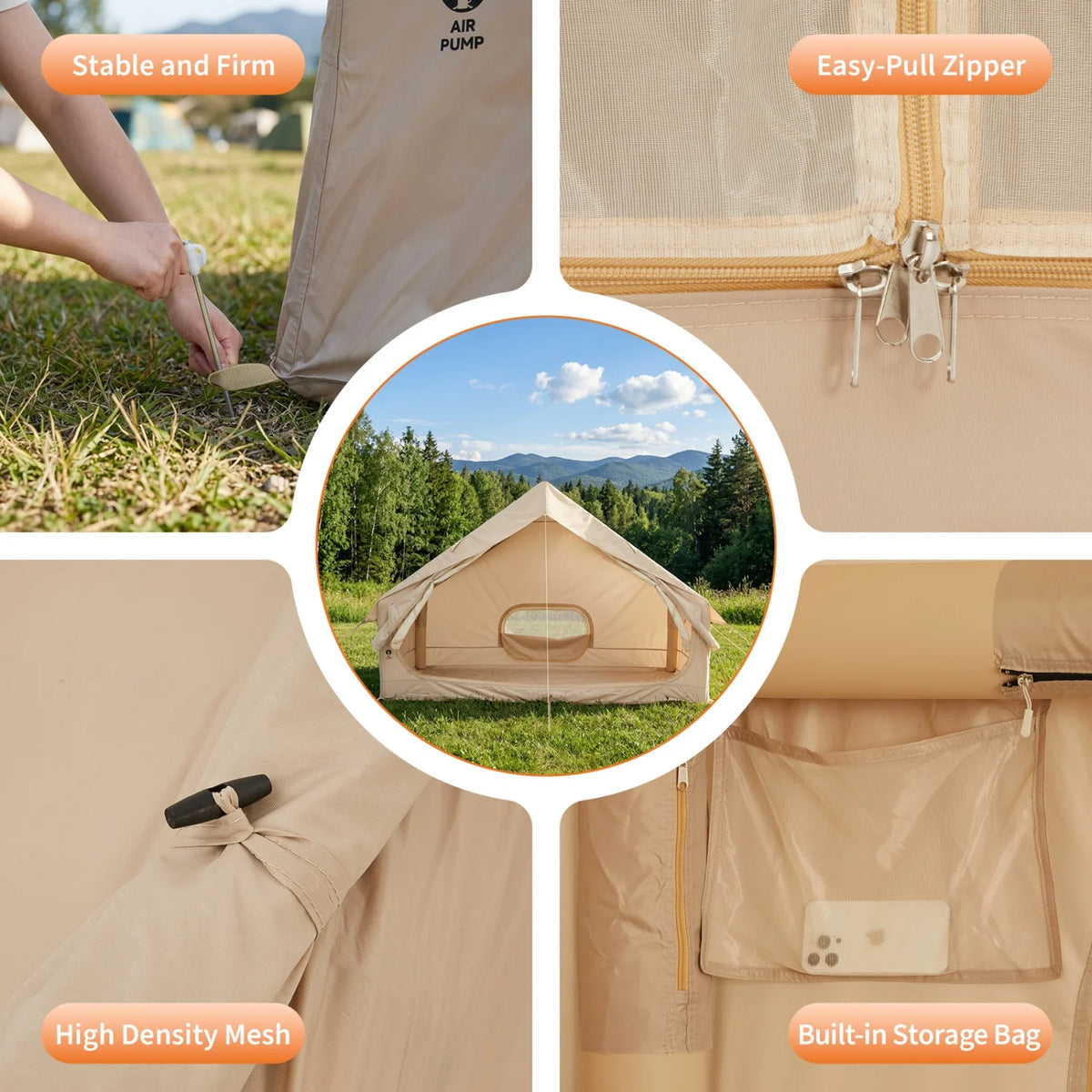 HiMISS Inflatable Camping Tent Waterproof Oxford Shelter With Stove Jack