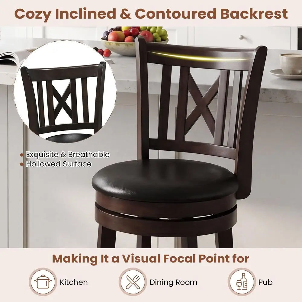 Swivel Bar Stools Set of 2 With Footrest