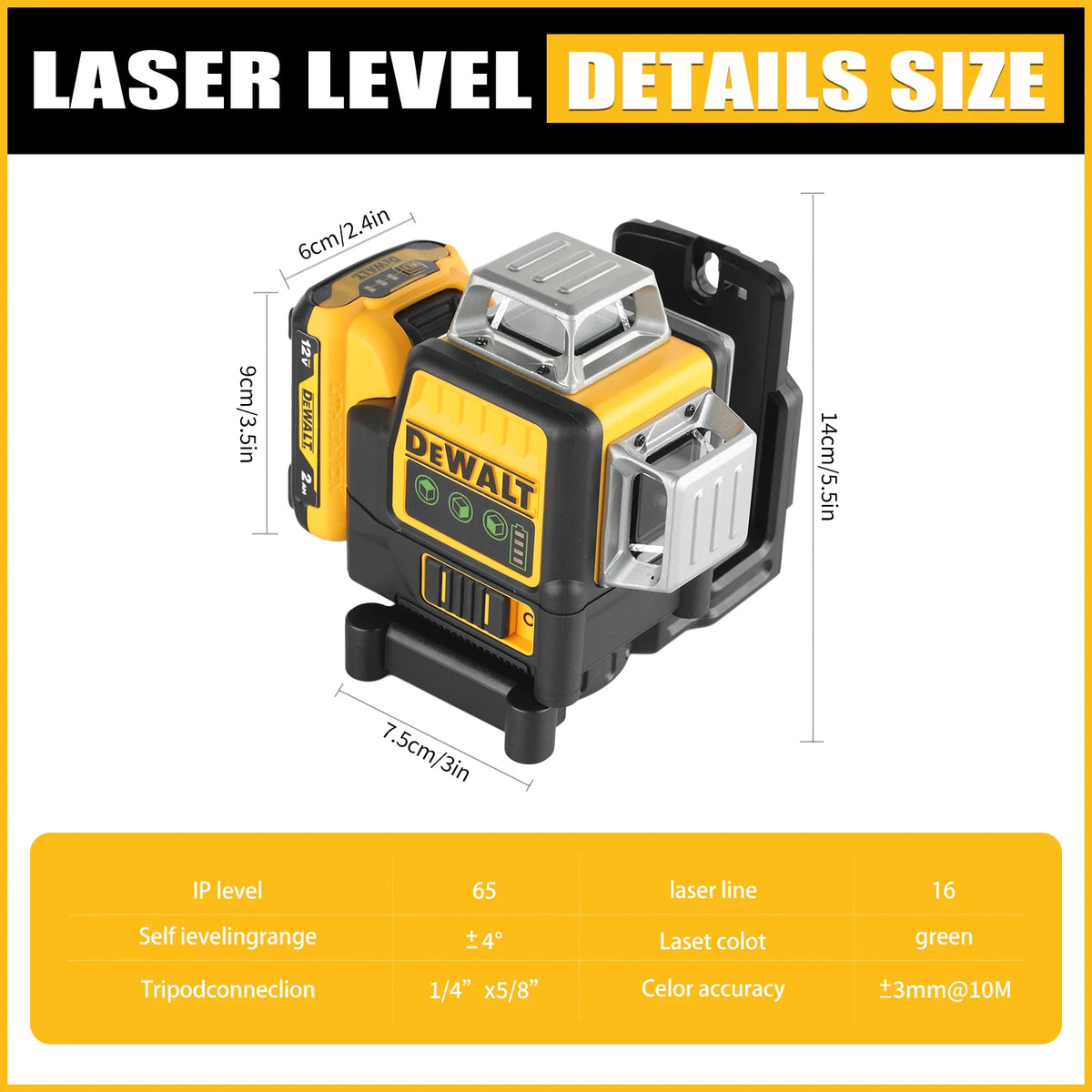 DEWALT 12V Green Laser Level 12-Line 360 Degree Vertical Horizontal