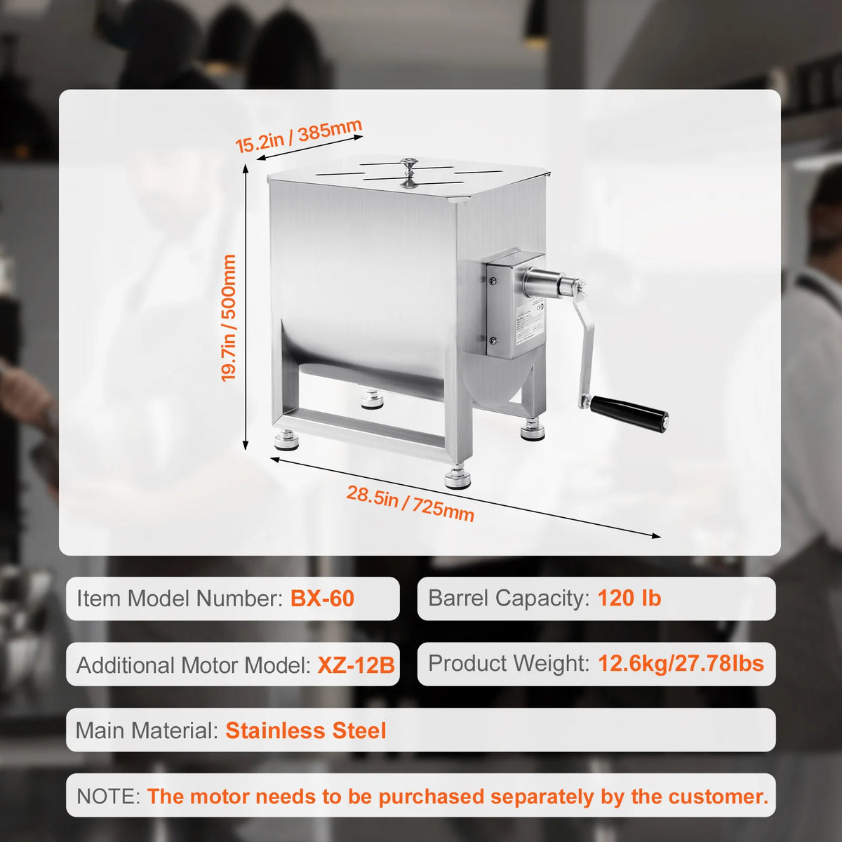 SucceBuy Commercial Manual Meat Mixer Featuring Robust Gearbox Design